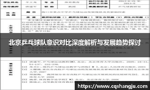 北京乒乓球队意识对比深度解析与发展趋势探讨